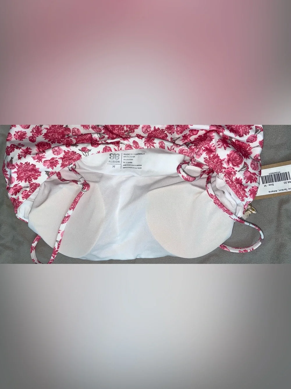 NEW NWT Albion Fit Women’s Athena Cabo Tankini Pink Floral Bikini Top Medium M